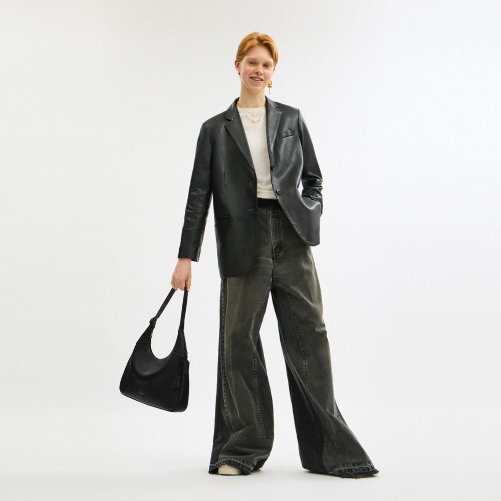 Coach Ella Shoulder Bag in Gunmetal Black, worn