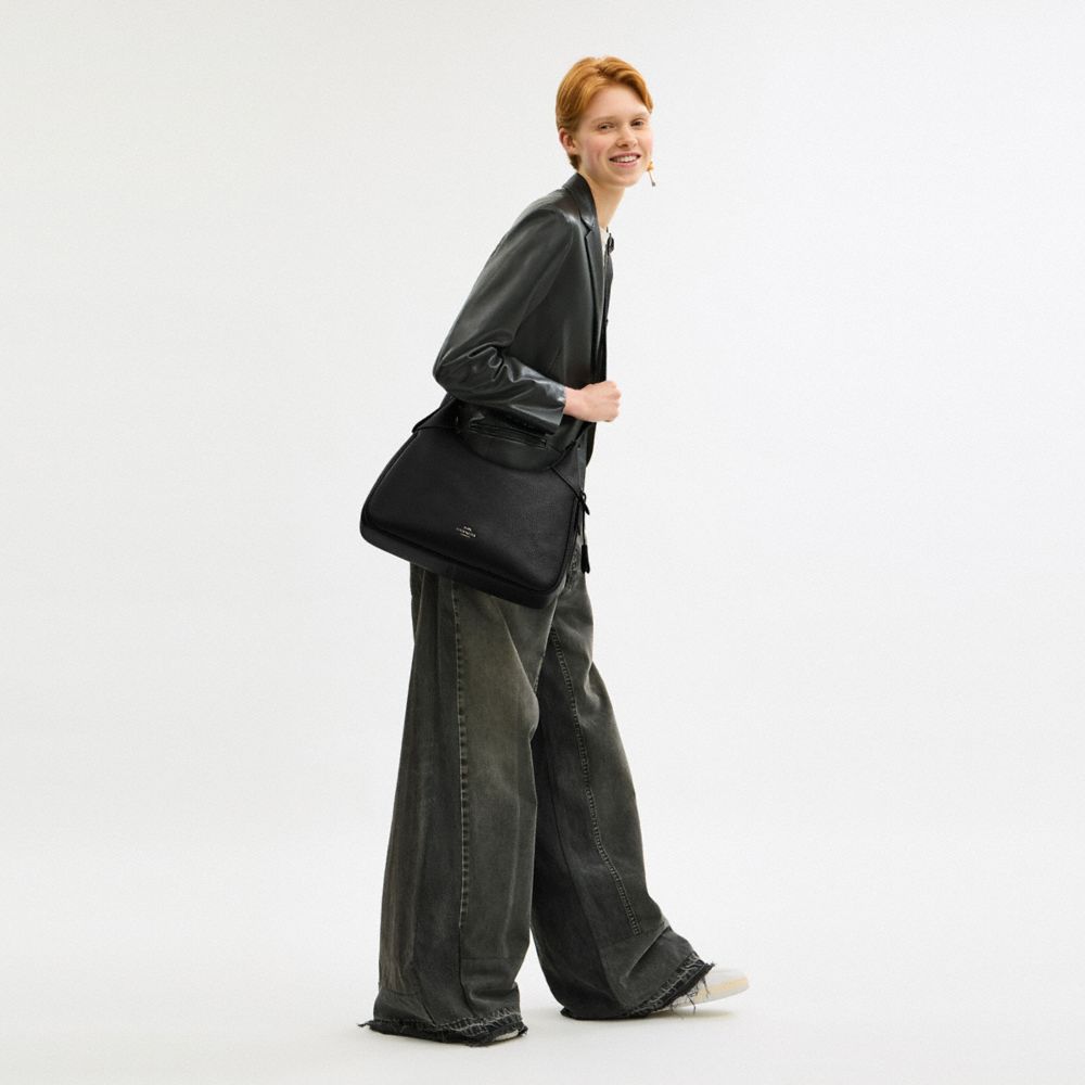 Coach Ella Shoulder Bag in Gunmetal Black, detail 2