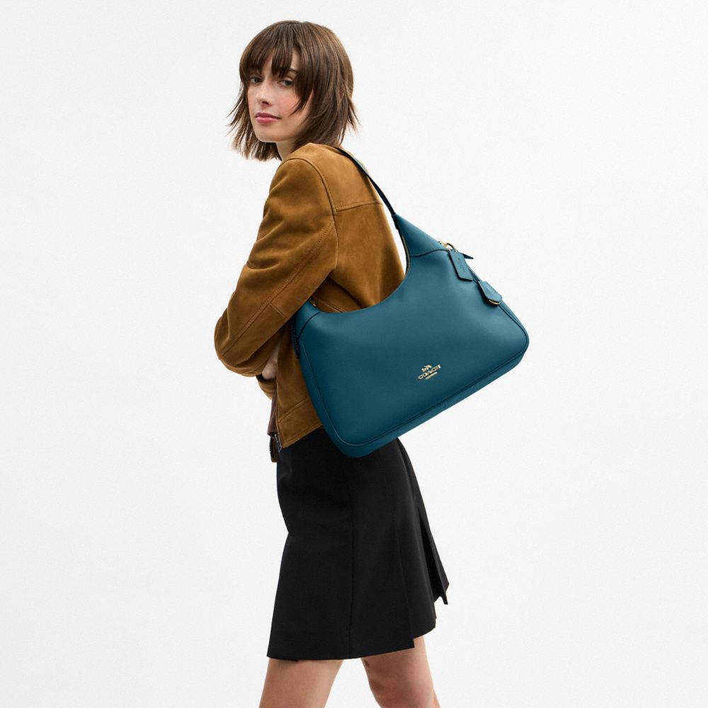 Coach Ella Shoulder Bag Gold Teal Ink