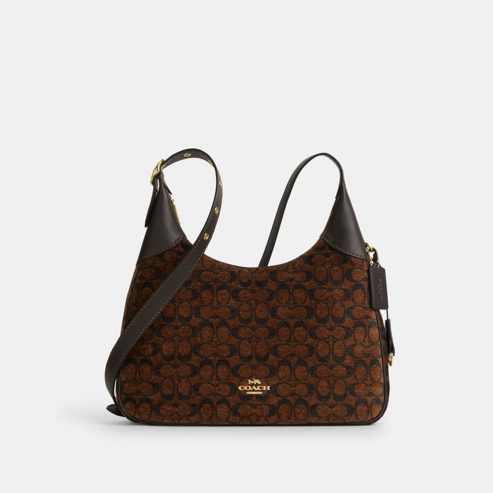 Coach Ella Shoulder Bag In Signature Chenille Gold