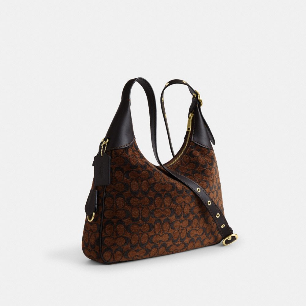 Coach Ella Shoulder Bag In Signature Chenille Gold Truffle