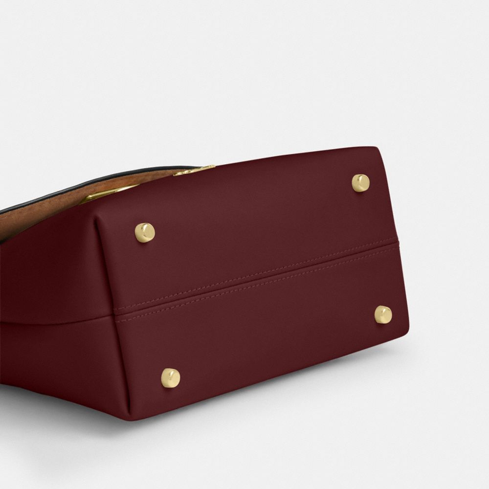 Coach Emory Top Handle Bag Gold Maroon