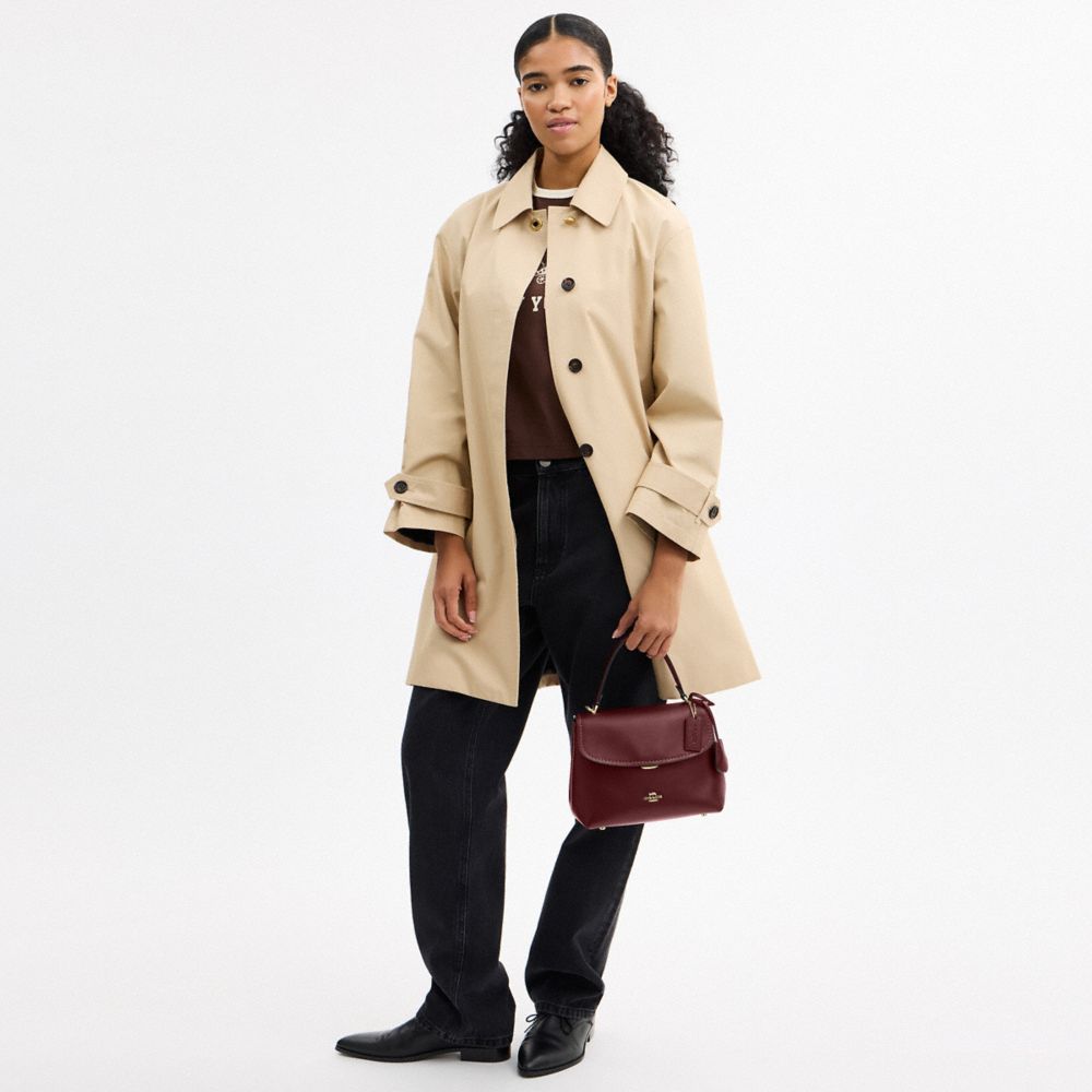 Coach Emory Top Handle Bag Gold Maroon