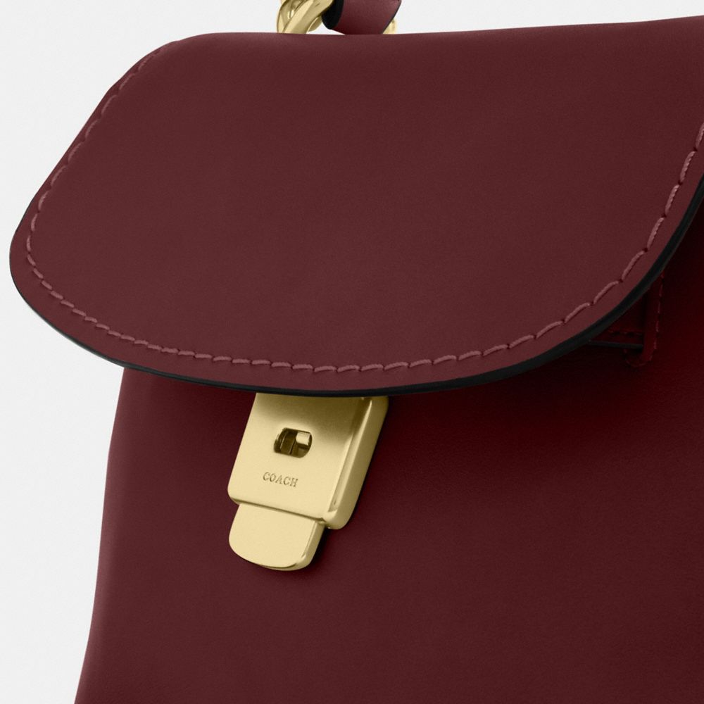 Coach Emory Top Handle Bag Gold Maroon
