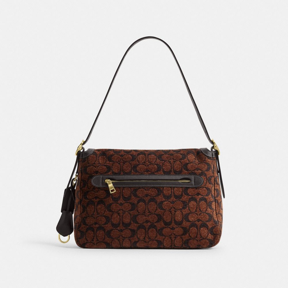 Coach Etta Flap Bag In Signature Chenille Gold/Truffle