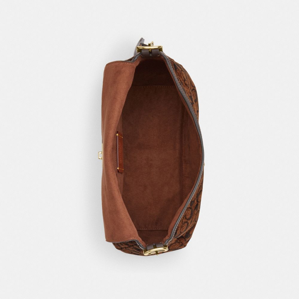 Coach Etta Flap Bag In Signature Chenille Gold/Truffle