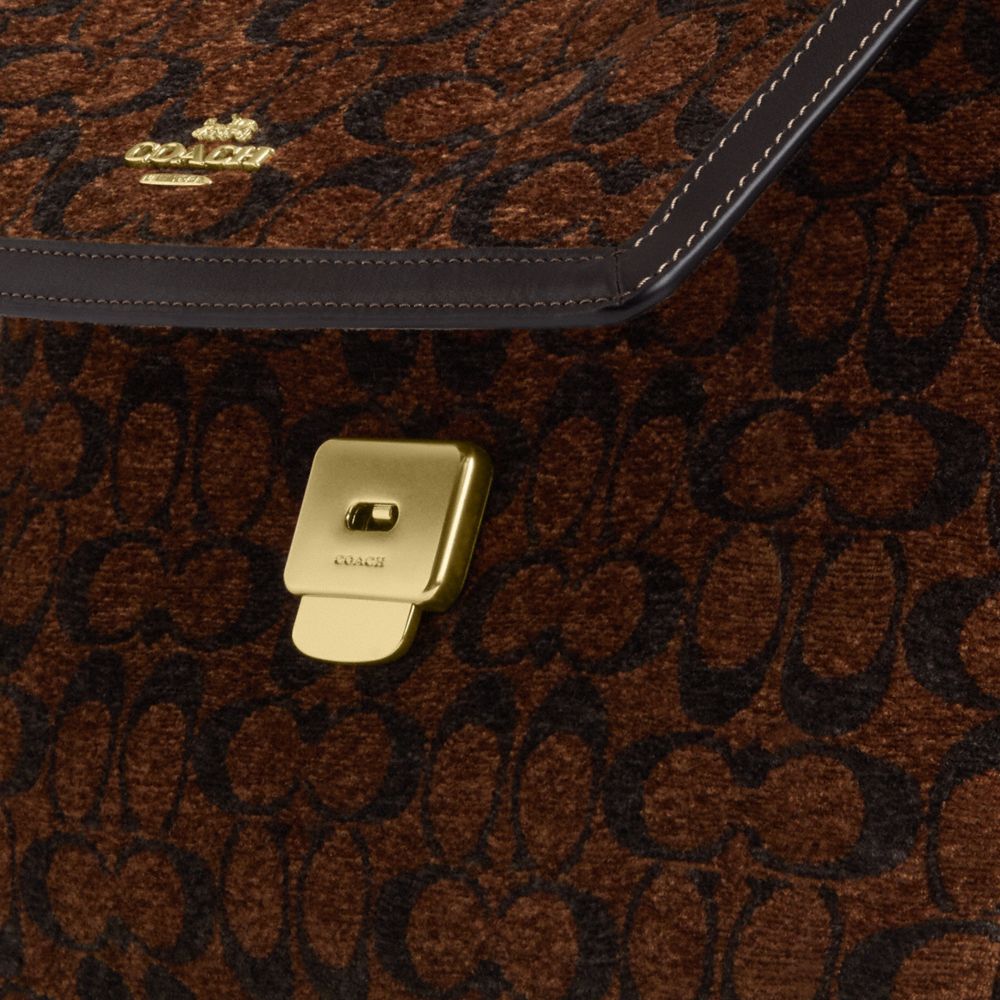Coach Etta Flap Bag In Signature Chenille Gold/Truffle