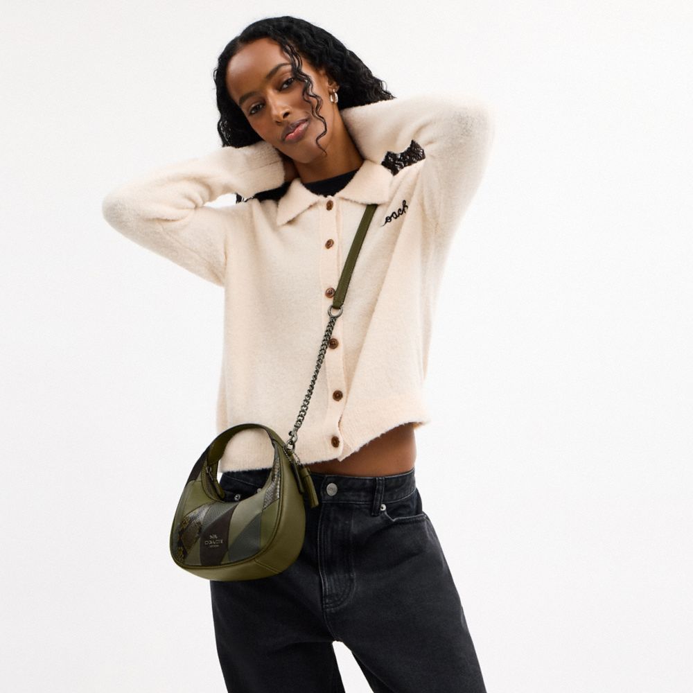 Coach Carmen Mini Crossbody Bag With Patchwork Gunmetal Olive Multi