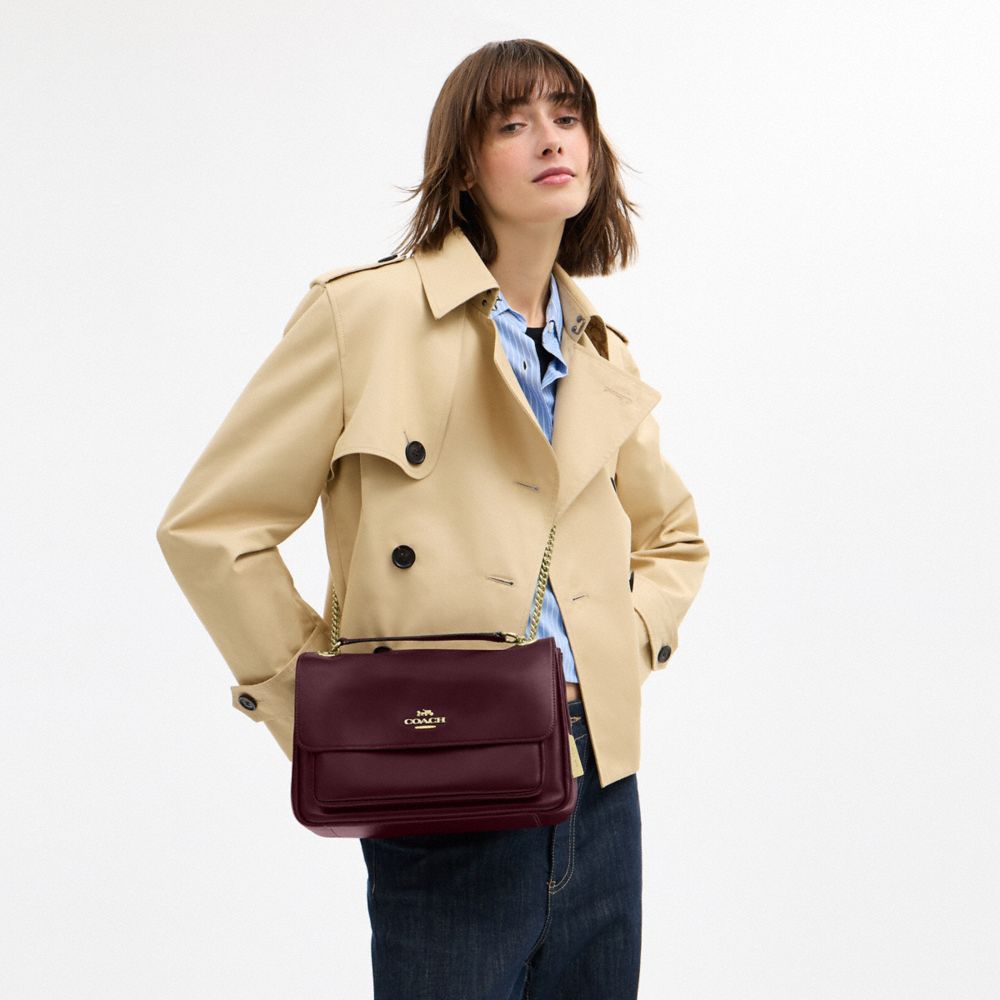 Coach Elodie Crossbody Bag Gold Dark Wine