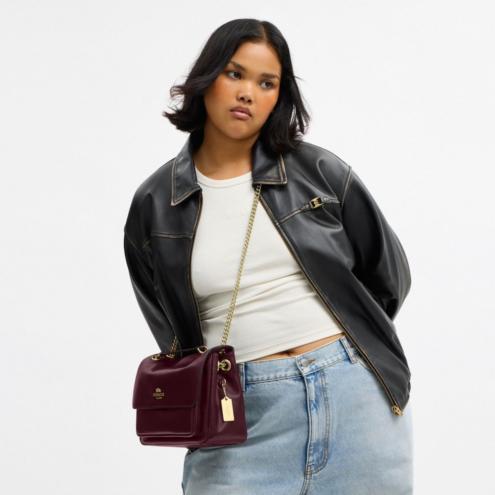 Coach Elodie Crossbody Bag Gold Dark Wine