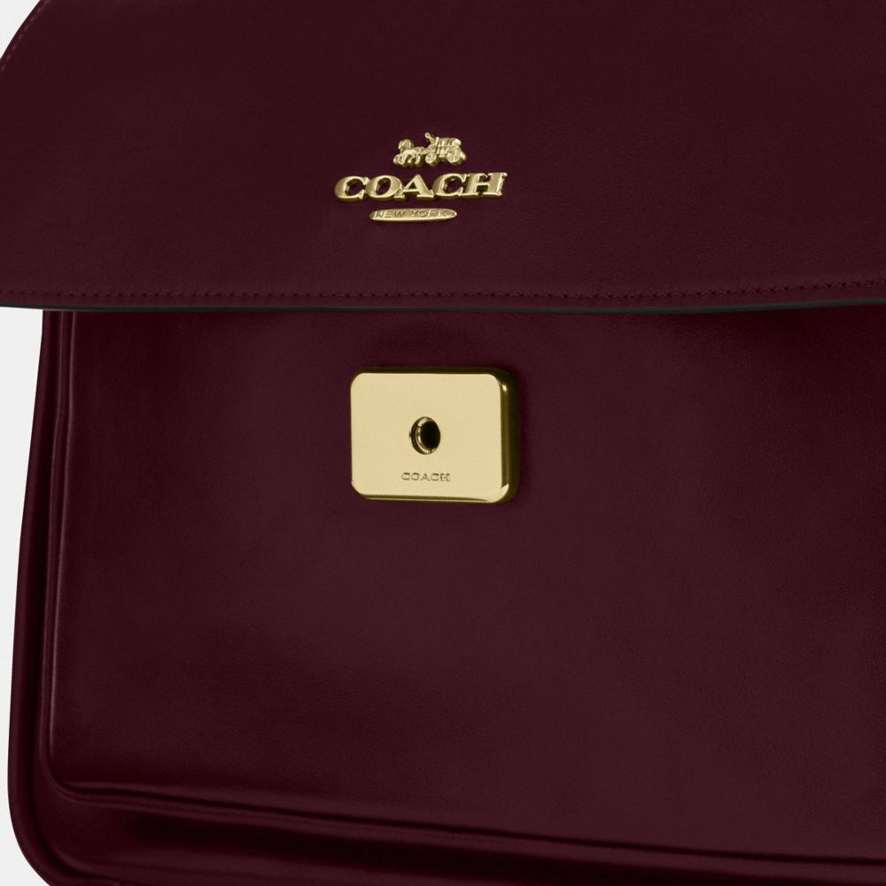 Coach Elodie Crossbody Bag Gold Dark Wine