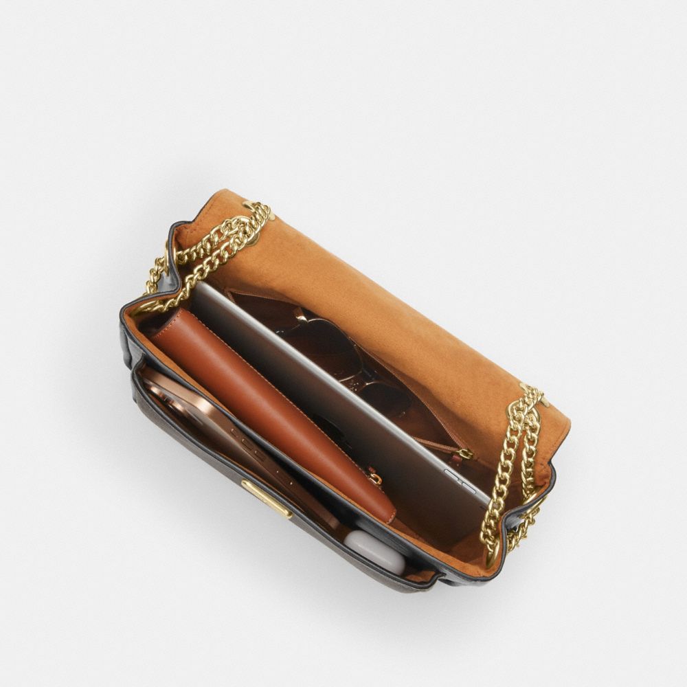 Coach Elodie Crossbody Bag In Signature Canvas Gold Walnut Black