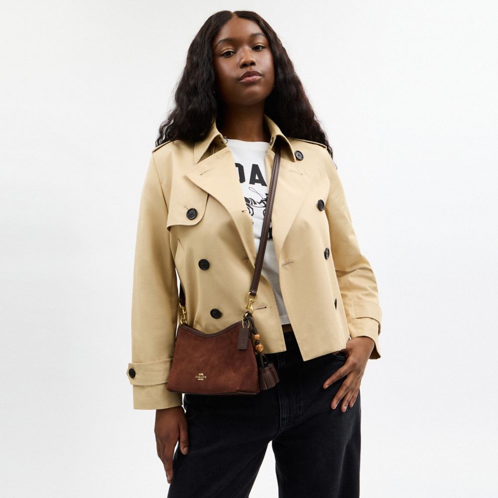 Coach Laurel Small Shoulder Bag With Tassels Gold Vintage Brown Maple