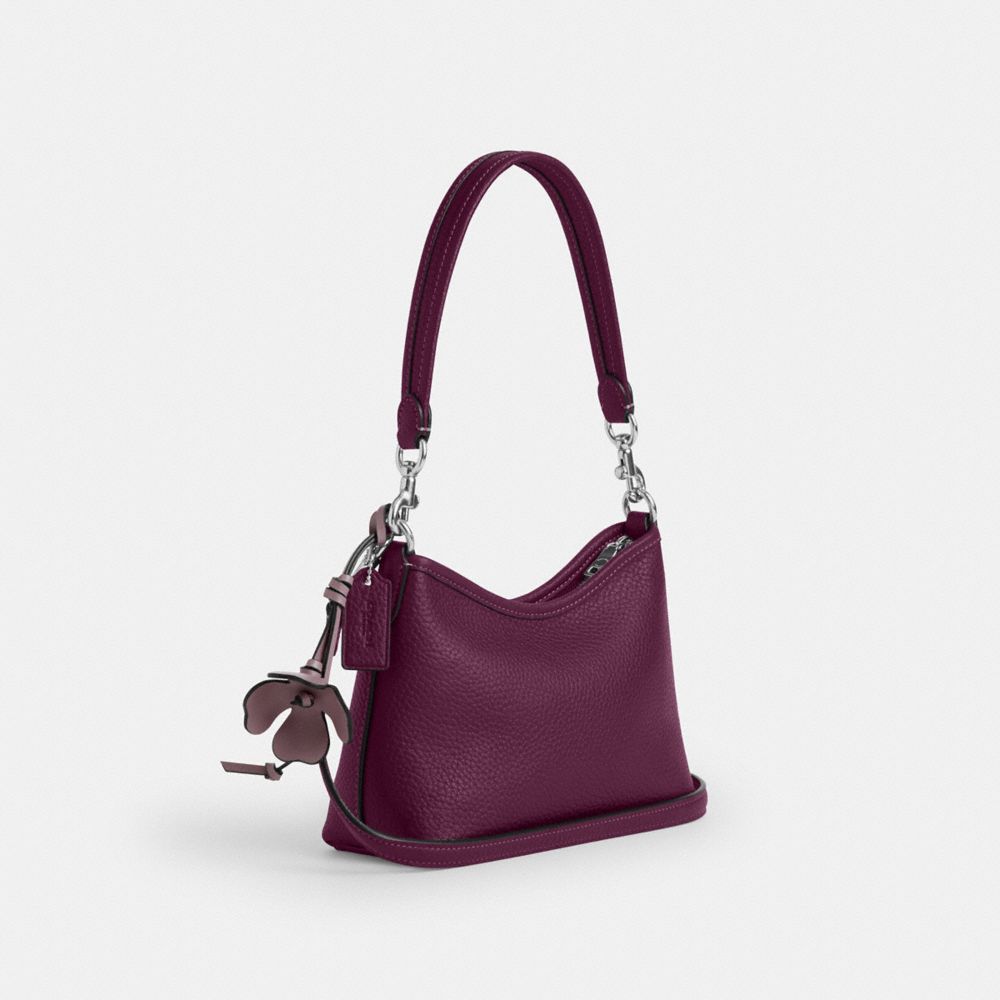 Coach Laurel Small Shoulder Bag With Flower Charm Silver