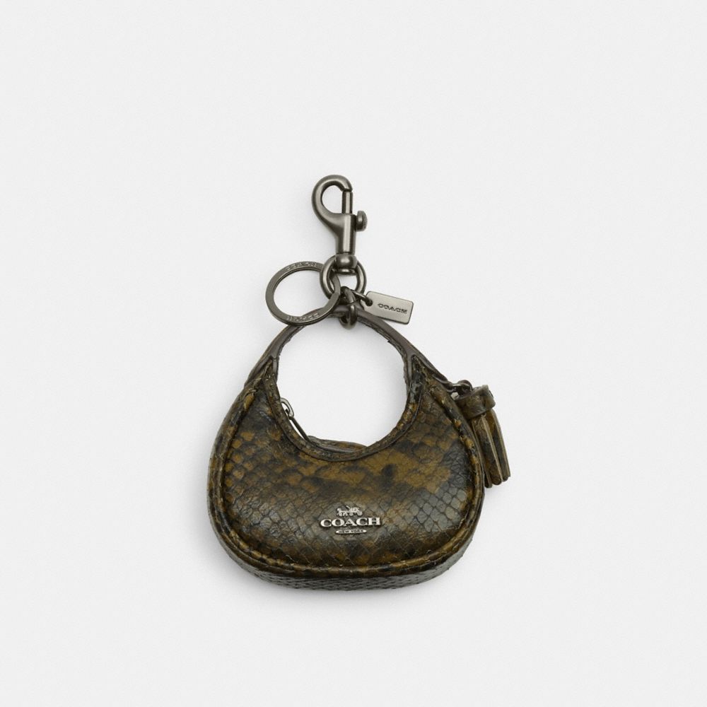 Coach Carmen Bag Charm With Snake Print Gunmetal Olive Multi