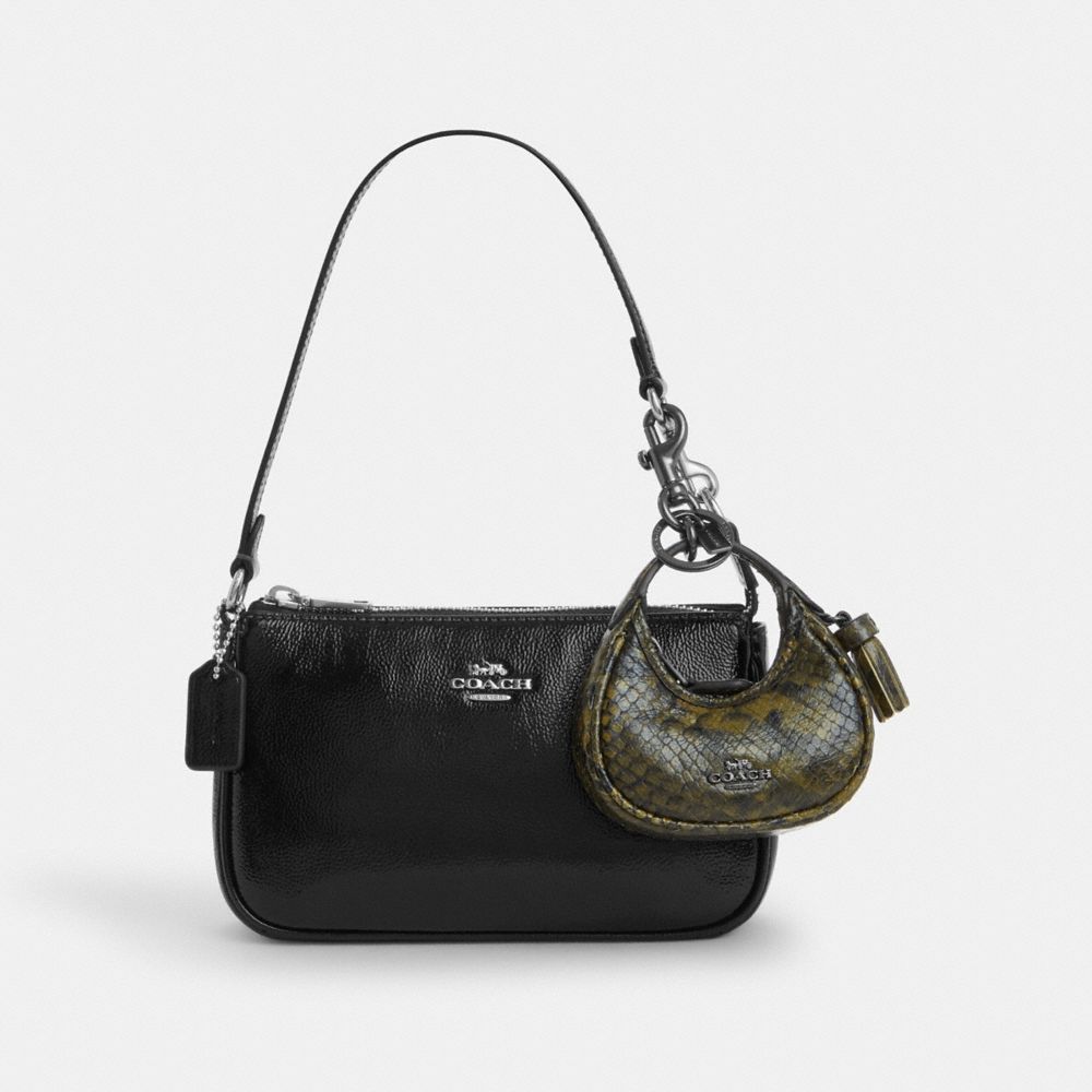 Coach Carmen Bag Charm With Snake Print Gunmetal Olive Multi
