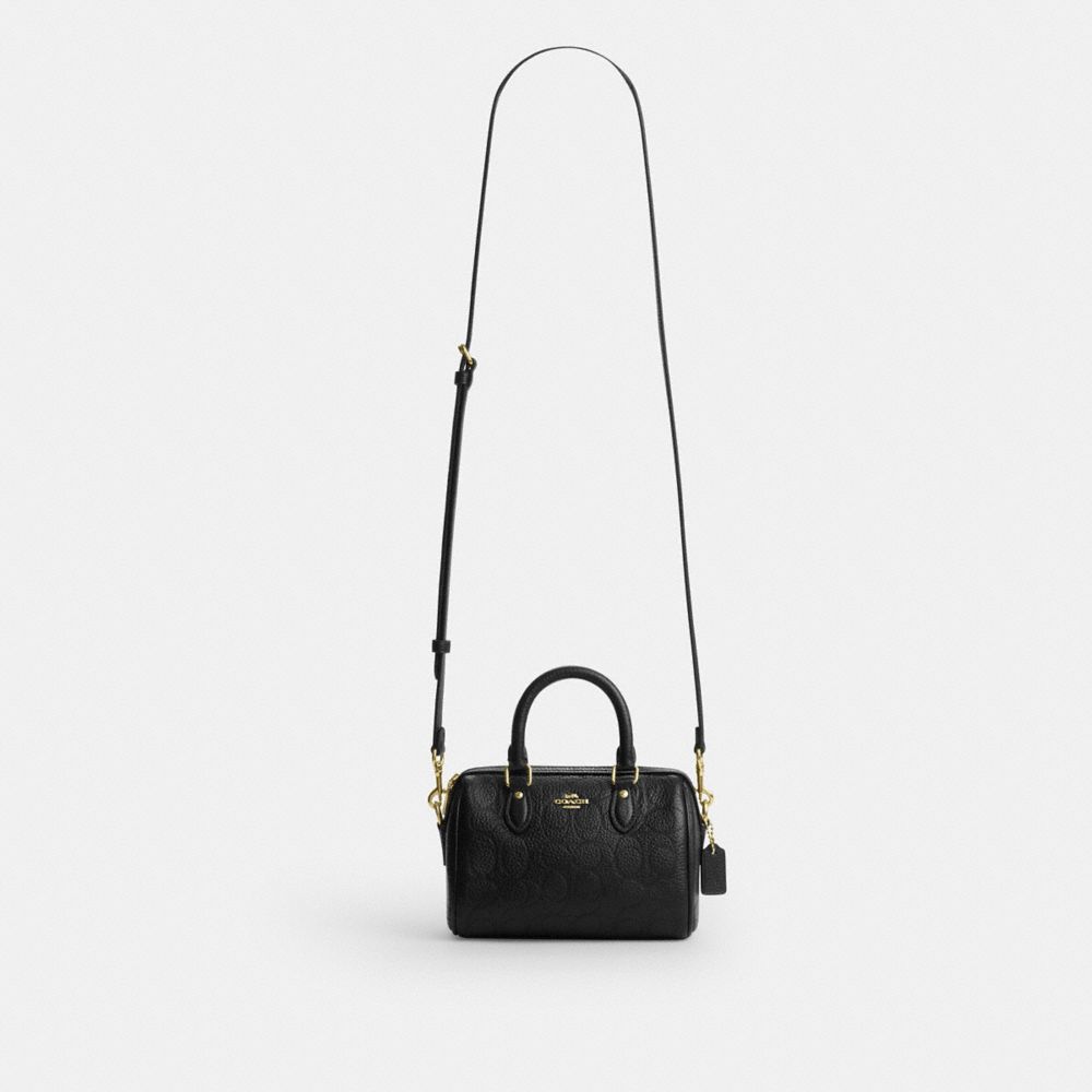 Coach Mini Rowan Crossbody Bag In Signature Leather Gold Black