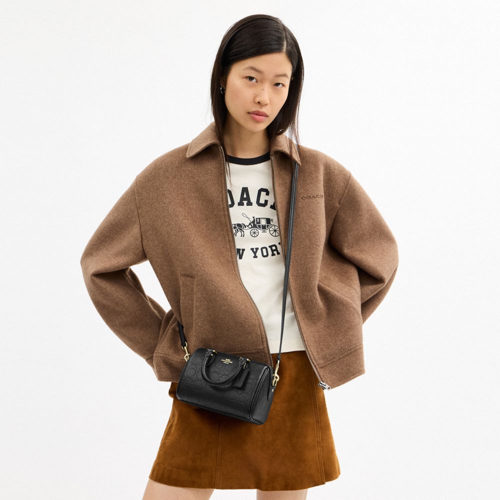 Coach Mini Rowan Crossbody Bag In Signature Leather Gold Black