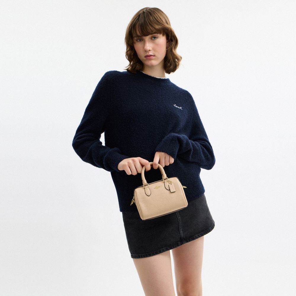 Coach Mini Rowan Crossbody Bag In Signature Leather Gold Oat