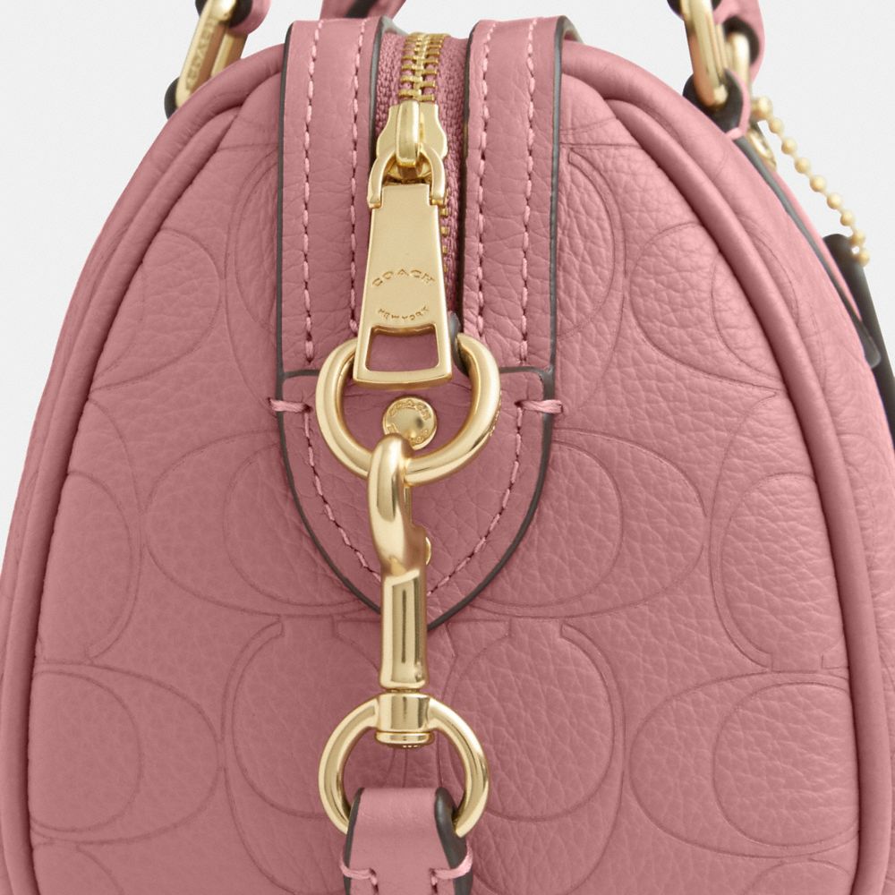 Coach Mini Rowan Crossbody Bag In Signature Leather Gold Peony