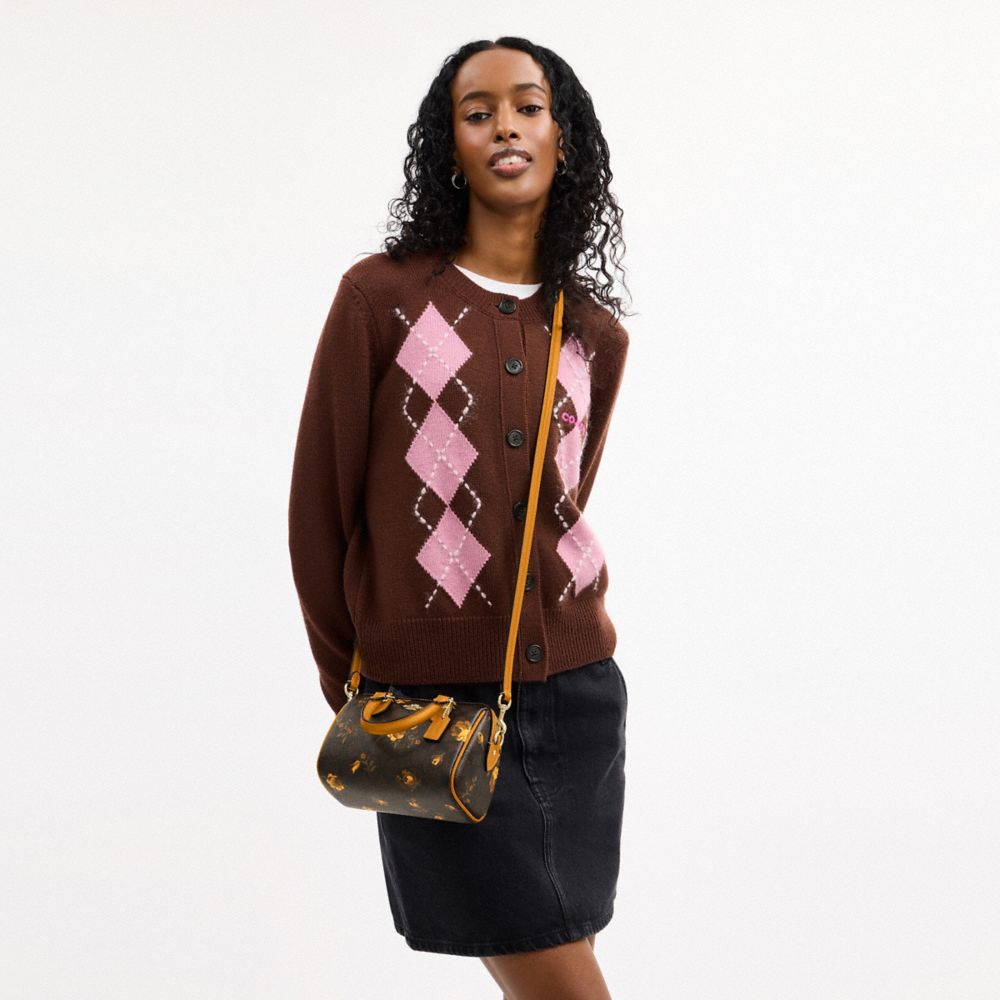Coach Mini Rowan Crossbody Bag In Signature Canvas With Floral Print Im Walnut Yellow