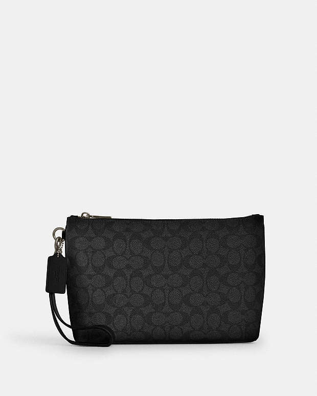 Pouch In Signature Canvas Signature Canvas-Gunmetal-Charcoal-Black Signature Canvas-Gunmetal-Charcoal-Black