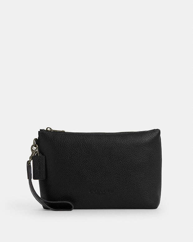 Pouch Pebbled Leather-Gunmetal-Black Pebbled Leather-Gunmetal-Black