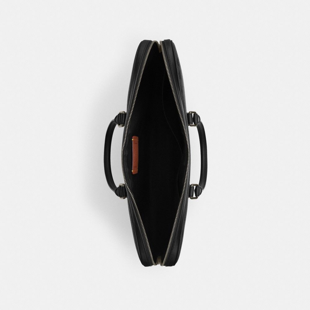 Coach Ethan Large Brief In Signature Canvas Gunmetal Charcoal Black