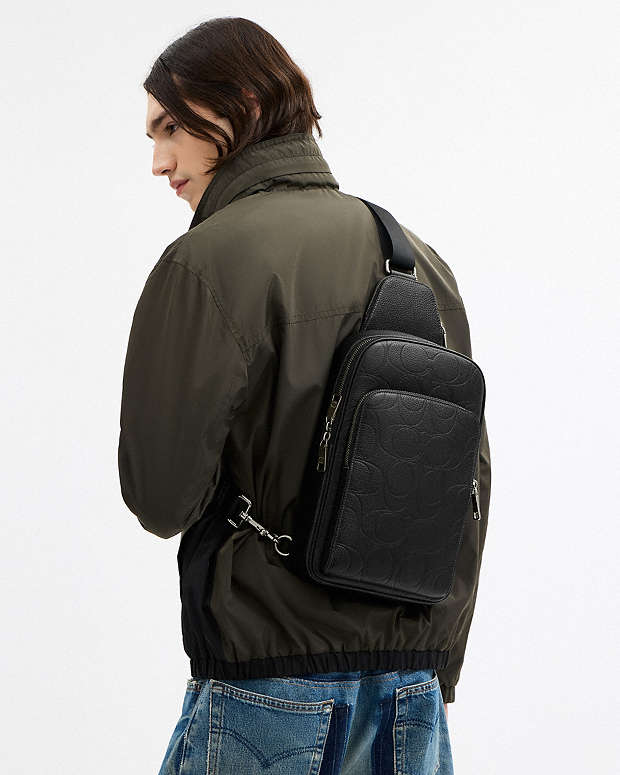 Ethan Pack In Signature Leather Pebbled Leather-Gunmetal-Black Pebbled Leather-Gunmetal-Black