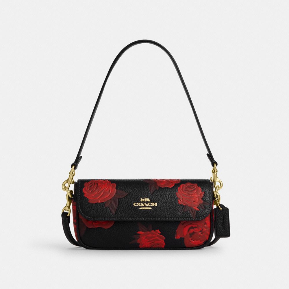 Coach Hailey Flap Bag With Floral Print Im Black Red
