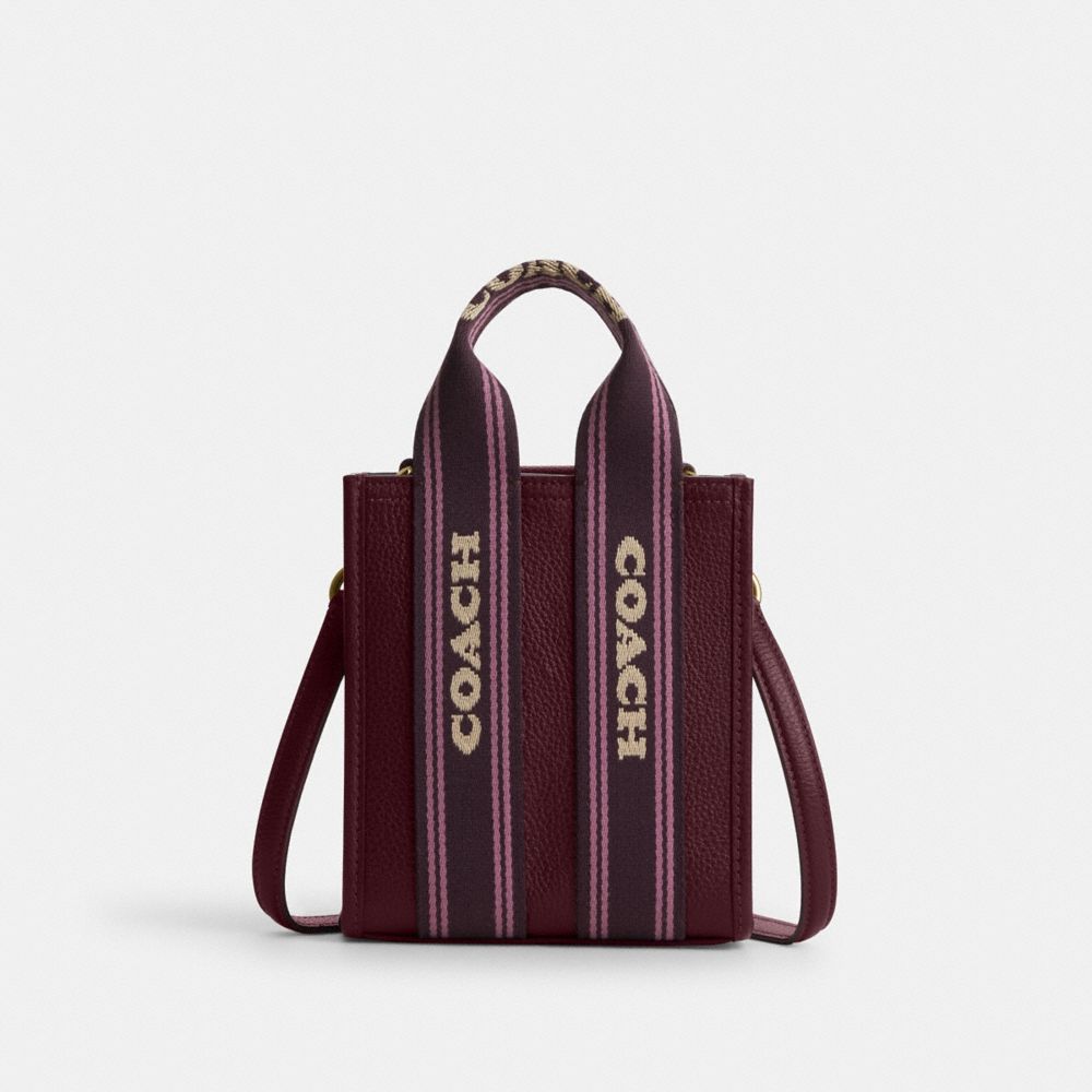 Coach Smith Mini Tote Bag Gold Dark Wine