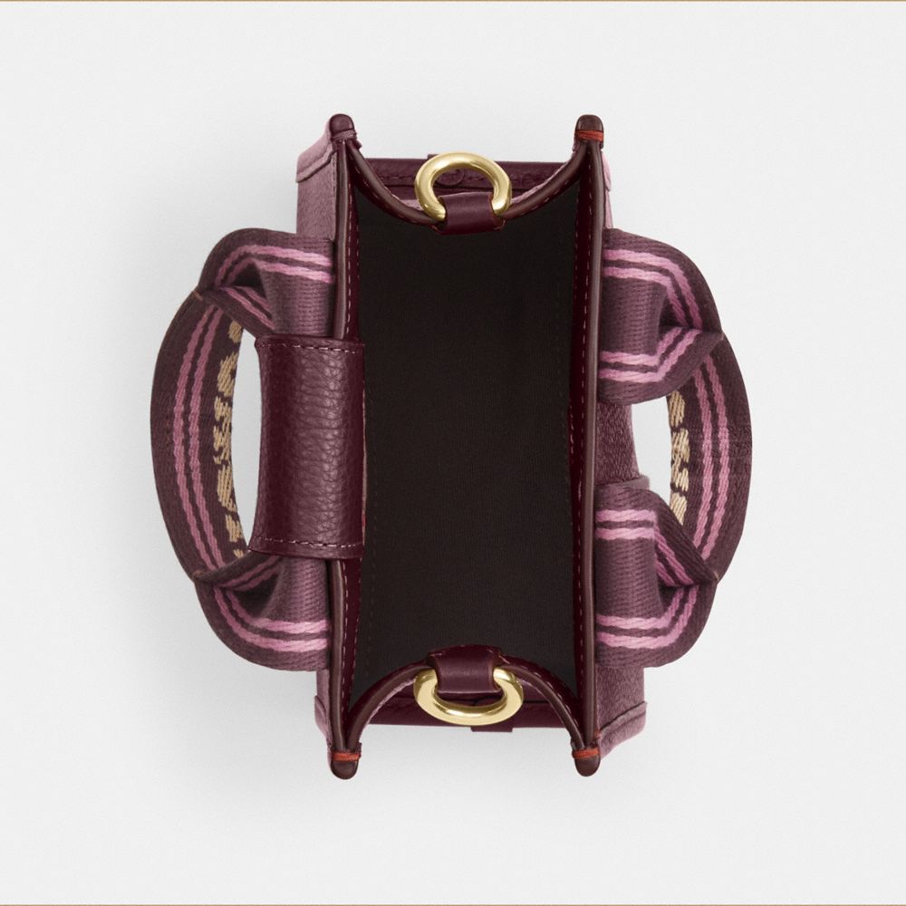 Coach Smith Mini Tote Bag Gold Dark Wine