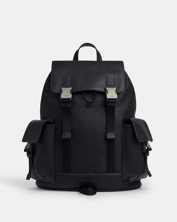 Coach Clark Backpack Pebbled Leather-Gunmetal-Black