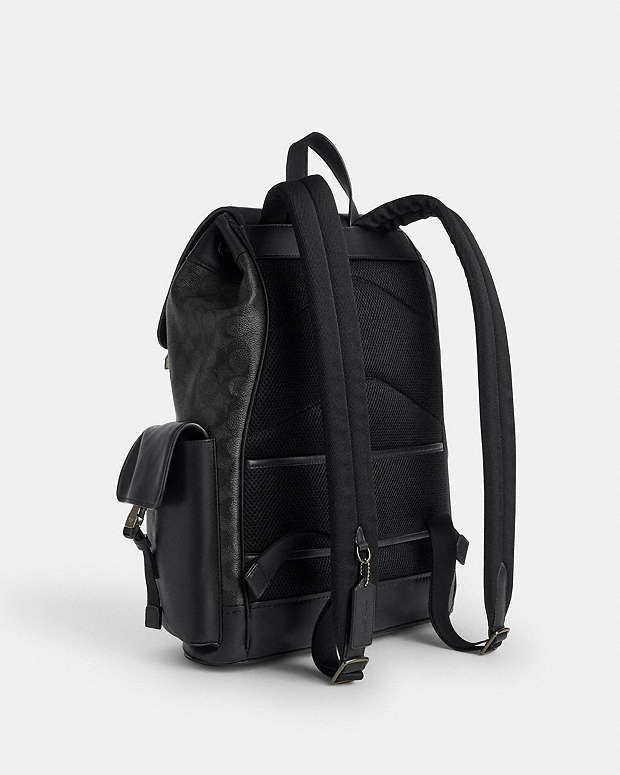 Clark Backpack In Signature Canvas Signature Canvas-Gunmetal-Charcoal-Black Signature Canvas-Gunmetal-Charcoal-Black