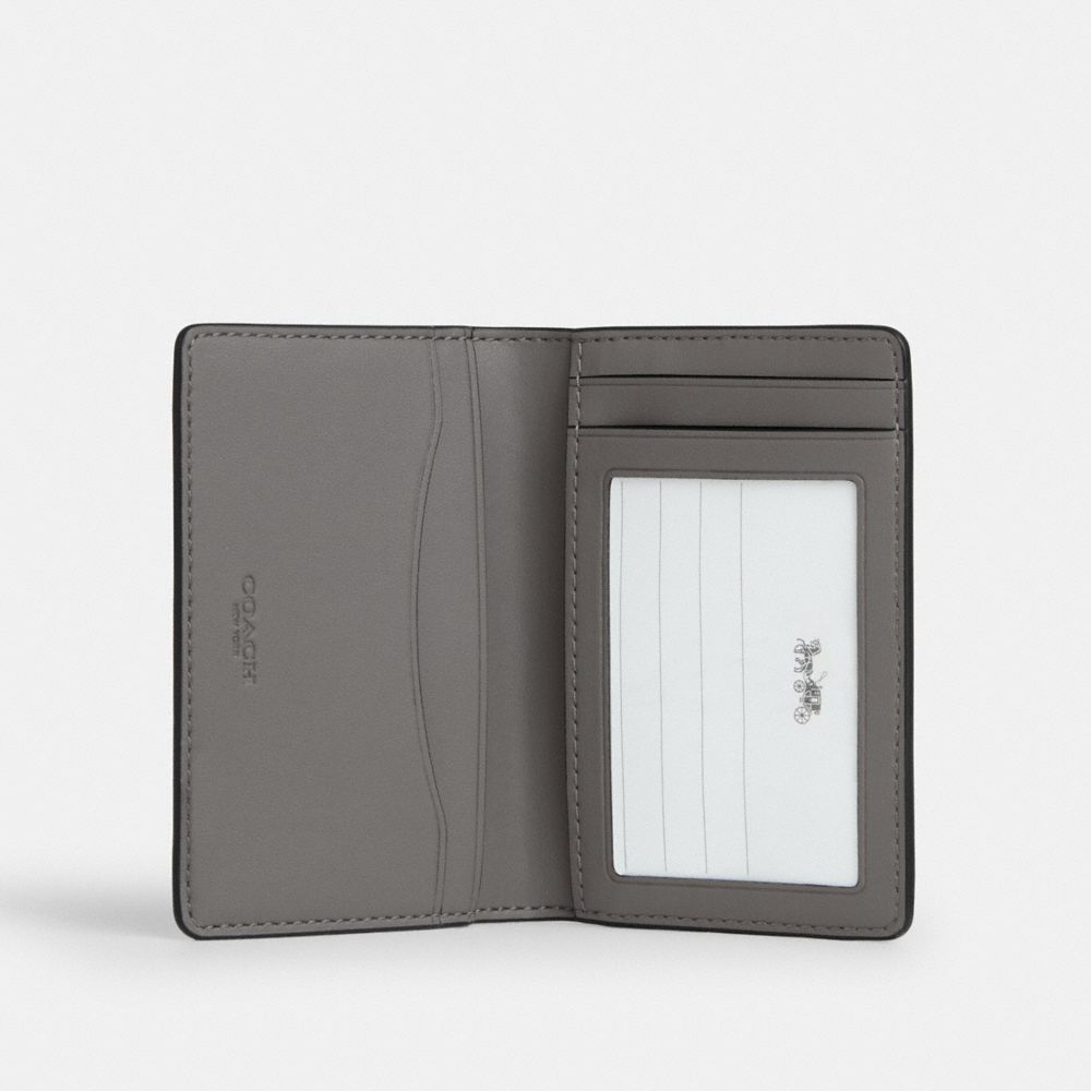 Coach Id Card Wallet In Signature Canvas With Patches Grey Multi.