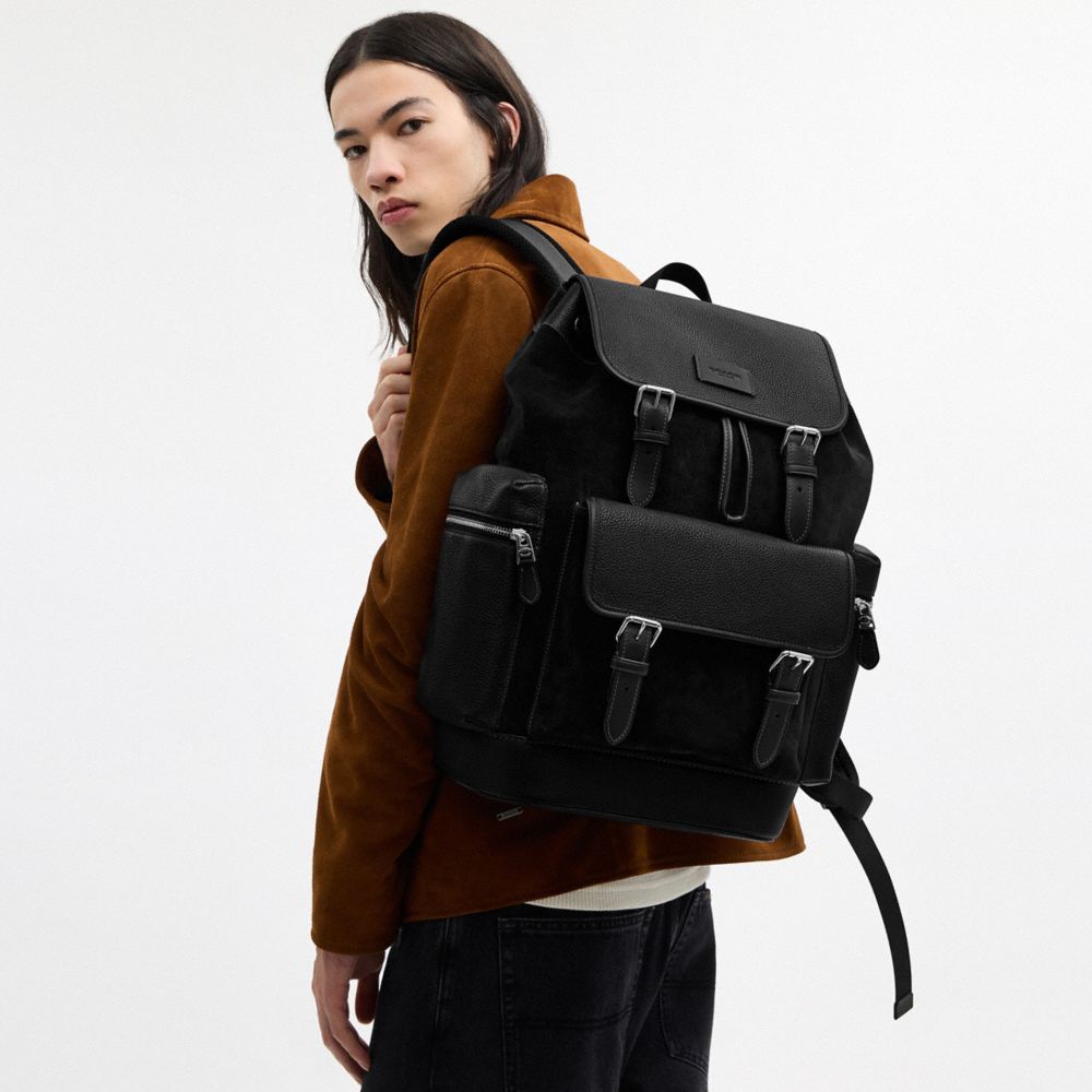 Coach Sprint Backpack Silver Black