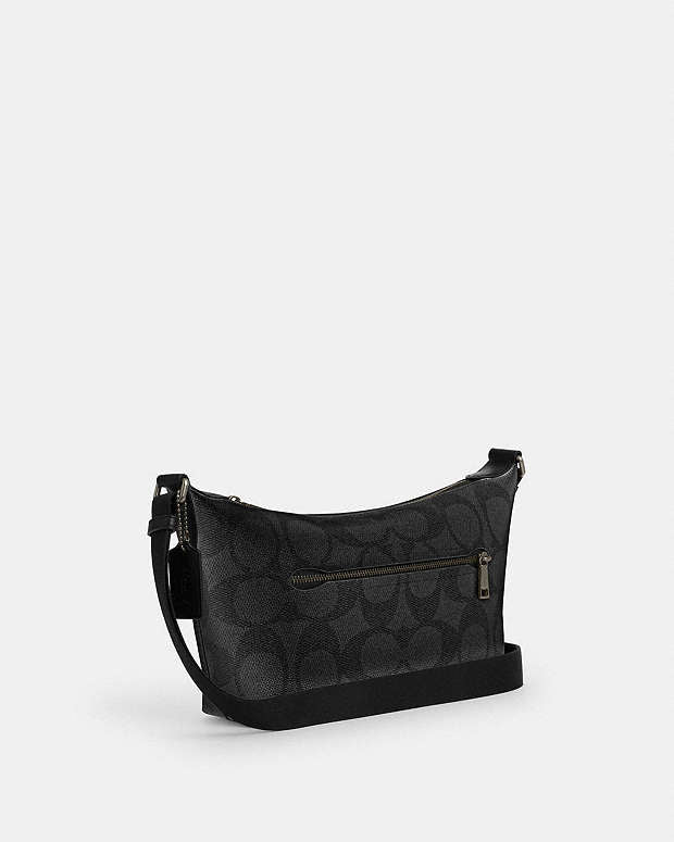 Small Finn Crossbody Bag With Pouch In Maxi Signature Canvas Signature Canvas-Gunmetal-Charcoal-Black Signature Canvas-Gunmetal-Charcoal-Black