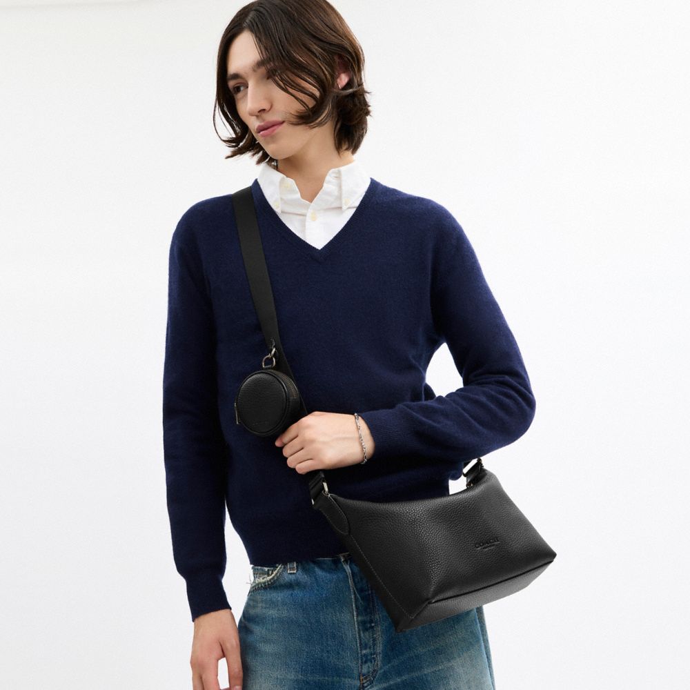 Coach Small Finn Crossbody Bag With Pouch Gunmetal Black