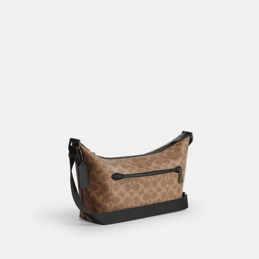 Coach Small Finn Crossbody Bag With Pouch In Signature Canvas Gunmetal Tan Black