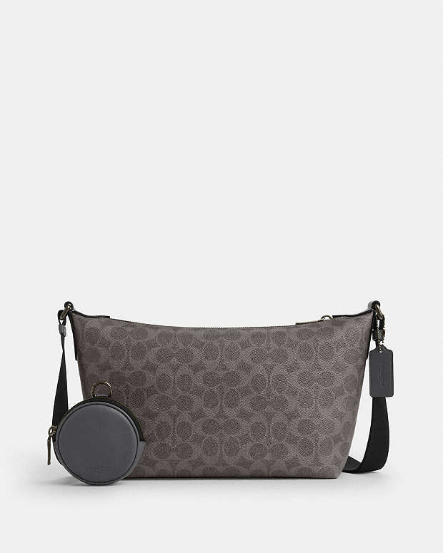 Small Finn Crossbody Bag With Pouch In Signature Canvas Signature Canvas-Qb-Grey-Charcoal Signature Canvas-Qb-Grey-Charcoal