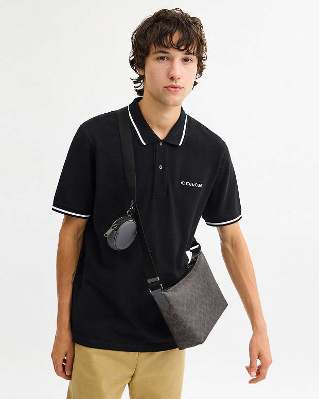 Small Finn Crossbody Bag With Pouch In Signature Canvas Signature Canvas-Qb-Grey-Charcoal Signature Canvas-Qb-Grey-Charcoal