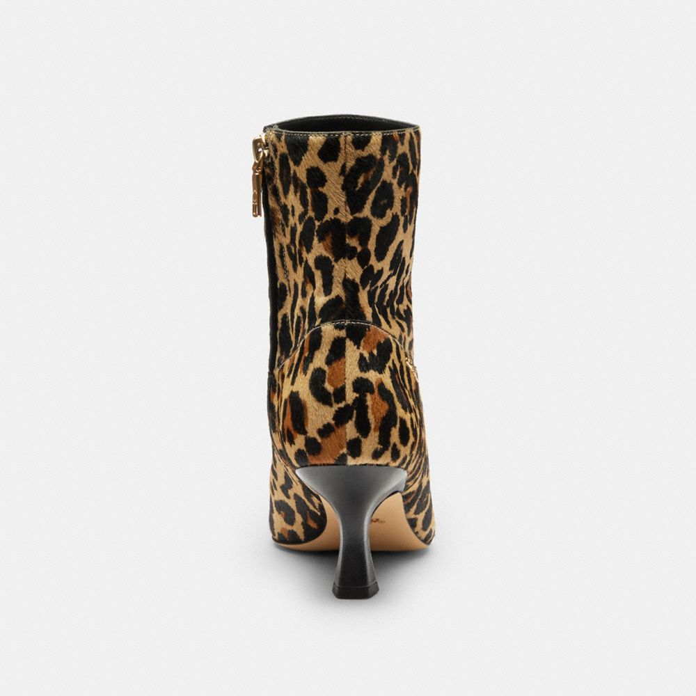 Women's Coach Kitten Heel Bootie With Leopard Print Tan & Black