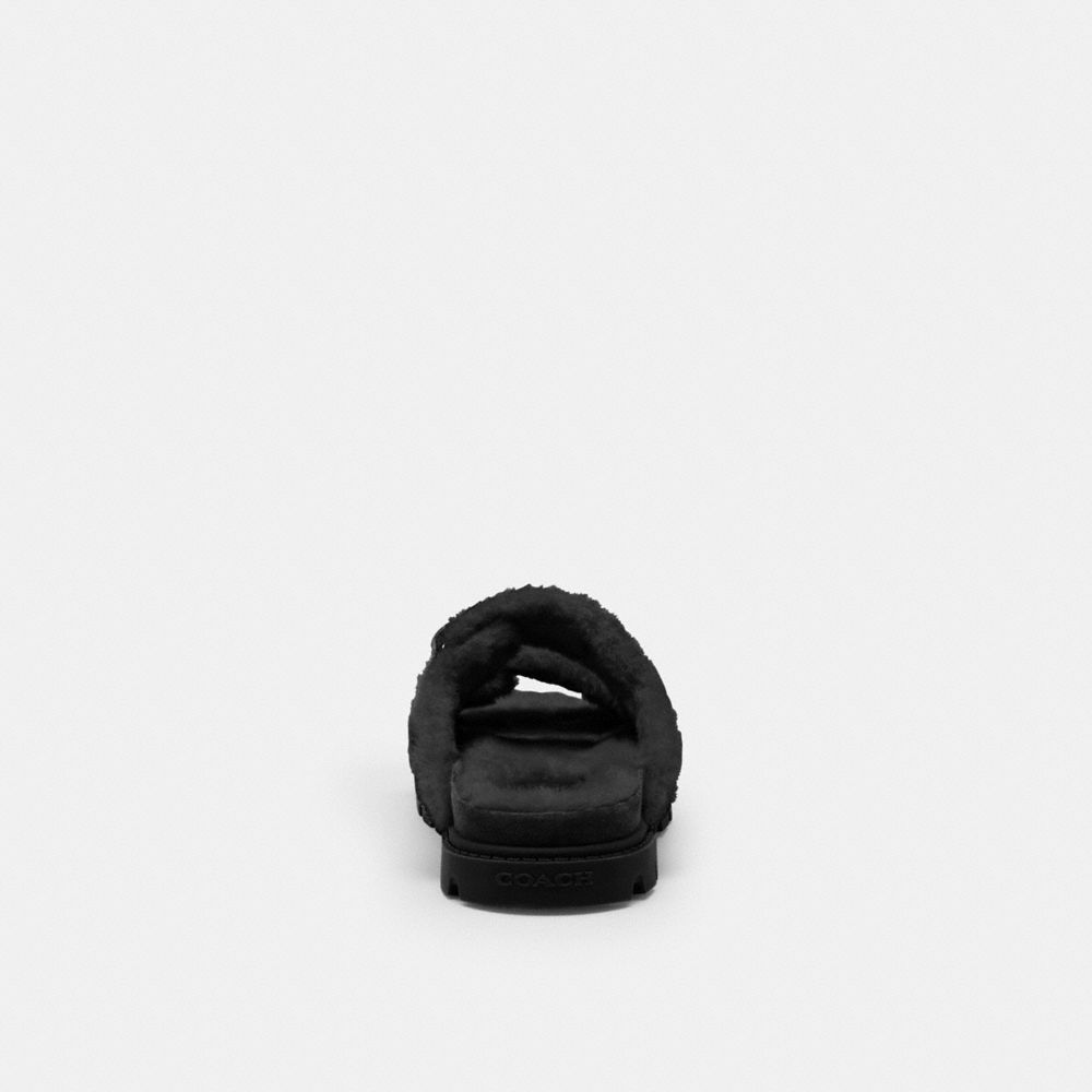 Women's Coach Two Band Sport Slide In Signature Suede Black