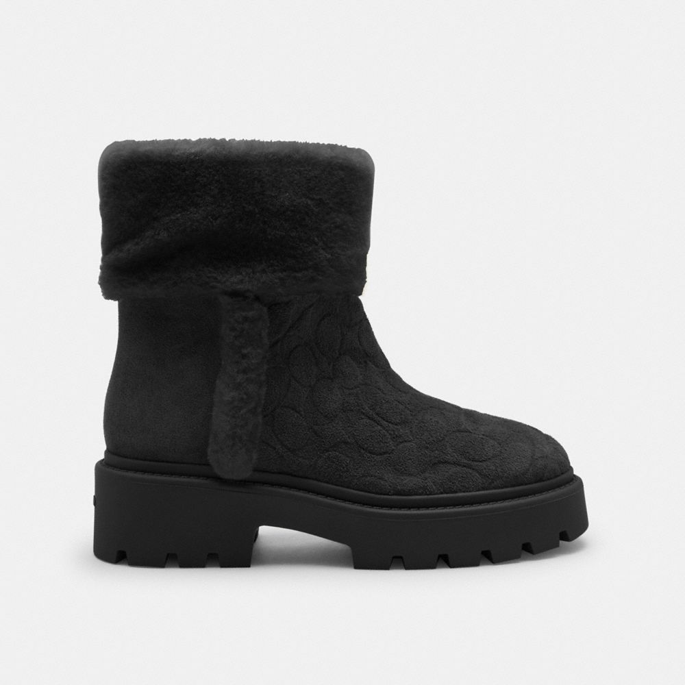Women's Coach Chunky Sherpa Bootie In Signature Suede Black