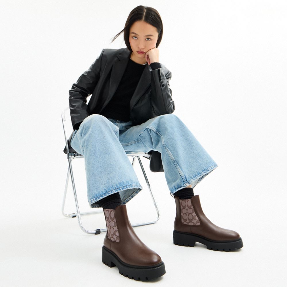 Women's Coach Lucy Chelsea Boot With Signature Polyester Maple