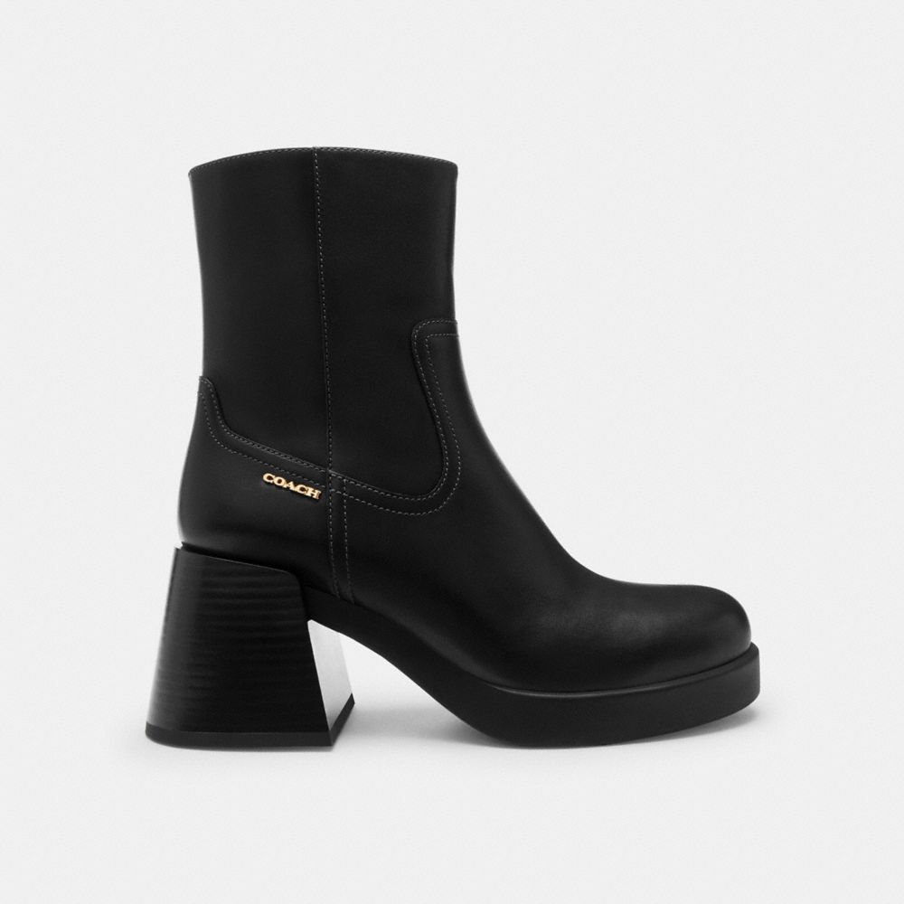 Women's Coach Block Heel Boot Black