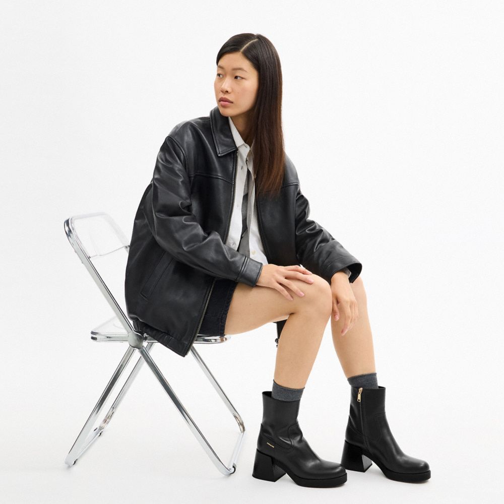 Women's Coach Block Heel Boot Black
