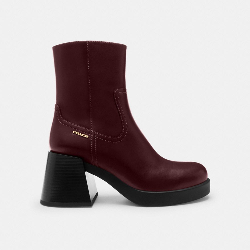 Women's Coach Block Heel Boot Dark Wine
