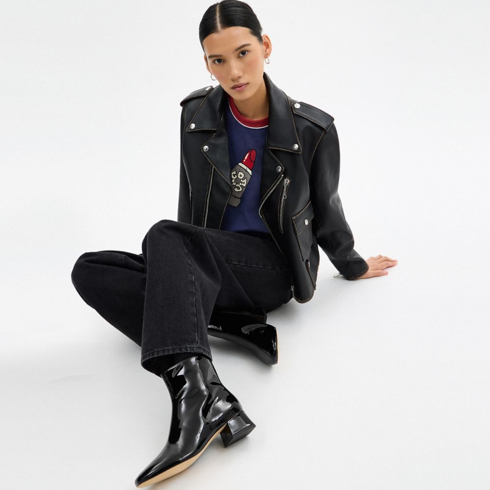 Women's Coach Block Heel Bootie Black