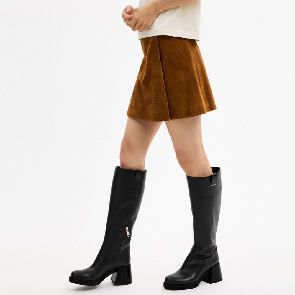 Women's Coach Block Heel Tall Boot Black